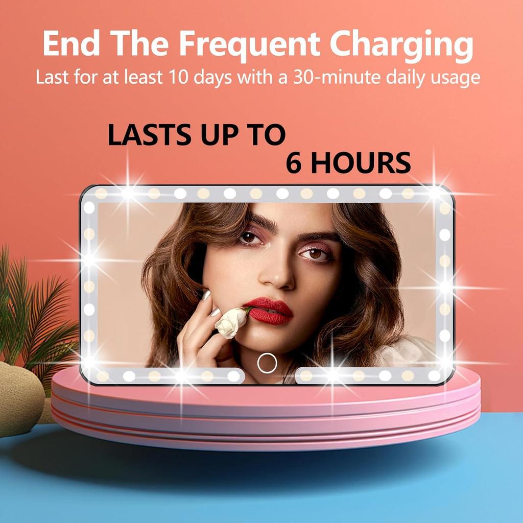 Car Sun Visor Vanity Mirror, 3 Light Modes & 60 LEDs, Rechargeable Dimmable Touch Screen Travel Makeup Mirror,Universal For Truck SUV-Car Accessories