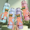 1PC Tiger Skateboarding Character 750ml Color Plastic Sports Water Bottle Leakproof Flip Straw Lid Suitable for Sports Office Home Use