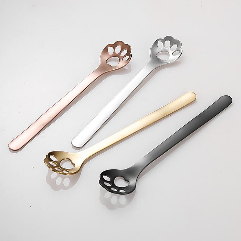 Stainless Steel Cat Claw Cookie Scoop Hollow Design Coffee Dessert Mixing Spoon Cake Dessert Spoon Kitchen Baking Gadgets