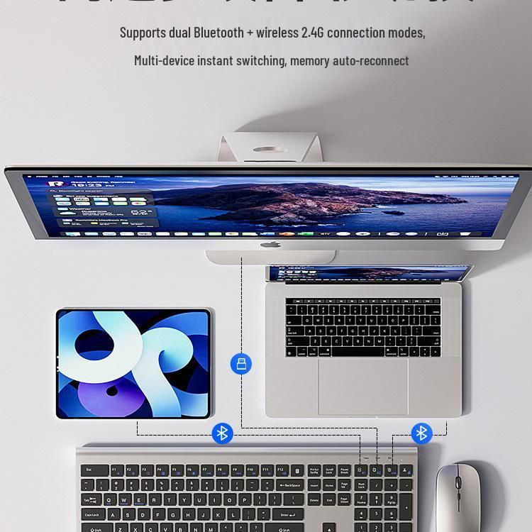 Wireless Bluetooth Keyboard and Mouse Set for Laptop, iPad, Tablet – Silent Office Use