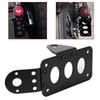 Motorcycle License Plate Mount Bracket Side Relocation Style with Adjustable Bolted Structure Slotted Plate Layout Black Finish Aluminum Build