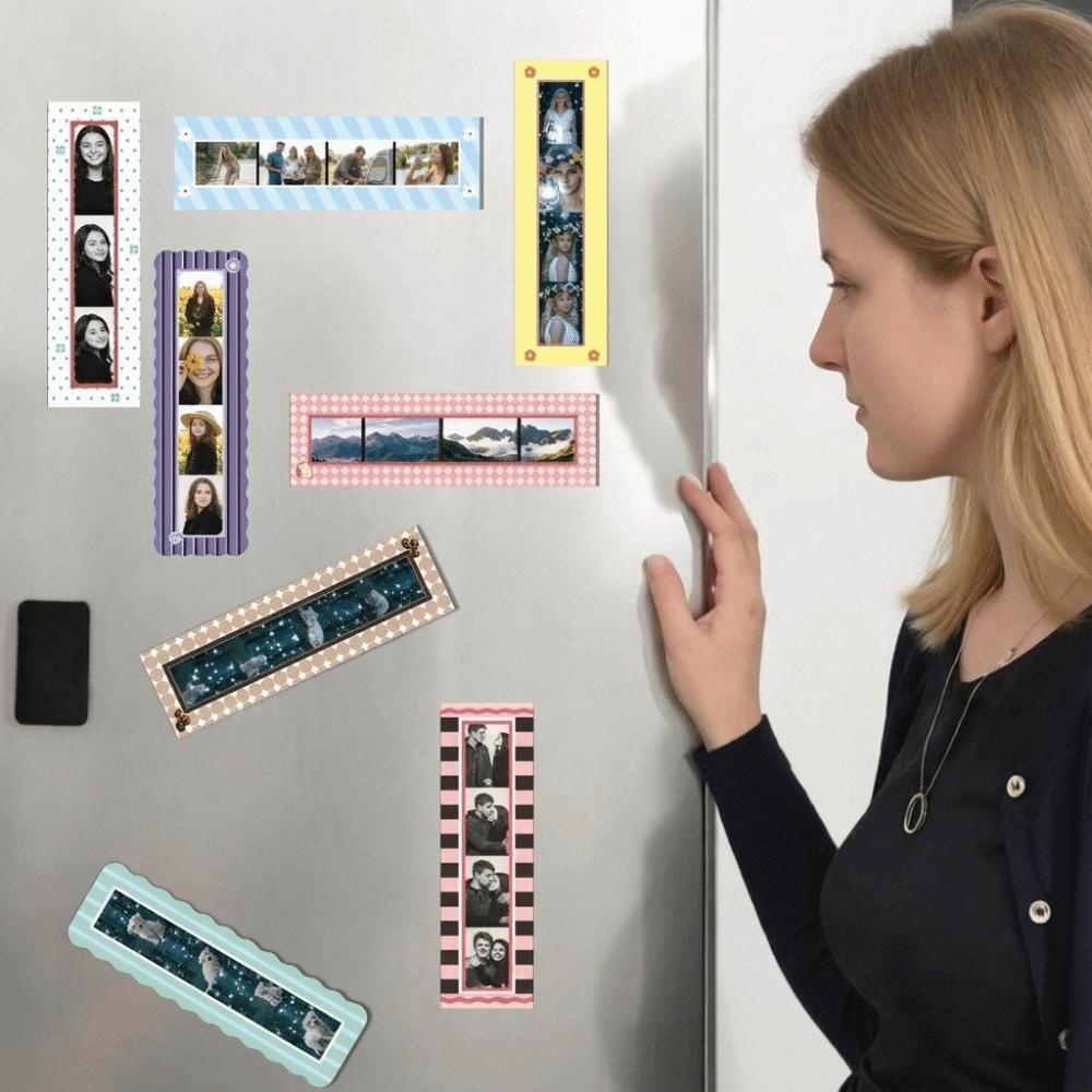 Vertical Frames Magnetic Photo Frame Set DIY Colorful Photo Holders Cratch-Resistant Retro Picture Frames Refrigerator Decor