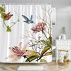 Botanischer Floral Duschvorhang Grünes Blatt Kolibri Tropische Naturlandschaft Polyesterstoff Duschvorhänge Badezimmer Dekor