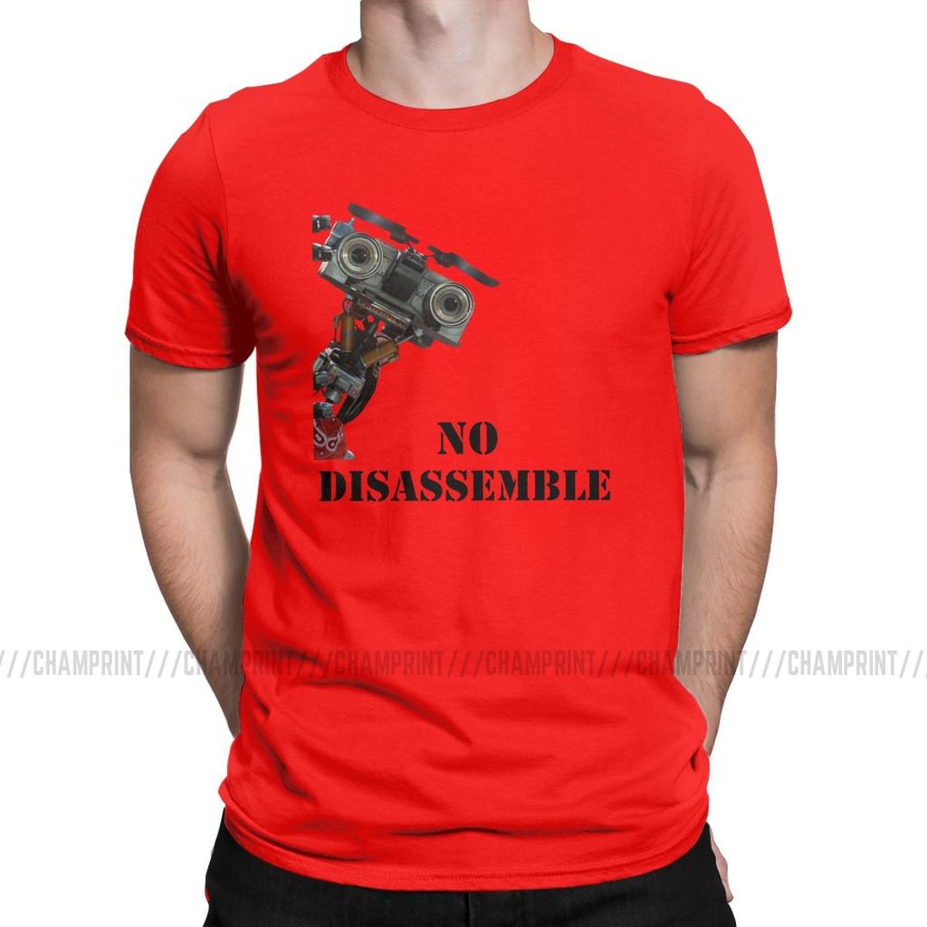 Men TShirt Short Circuit No Disassemble Casual Tee Shirt Johnny 5 80s Retro Robot Movies T Shirts O Neck Clothing Printing