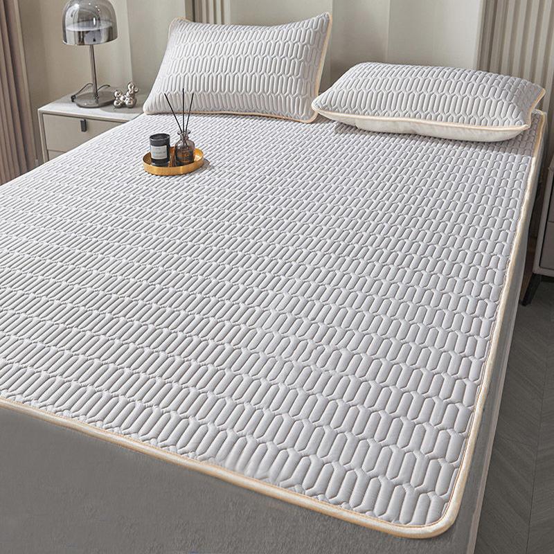 Quilted Mattress Home Cool Sleeping Mat Kit Couple 2People Single Double Bed Foldable Summer Season Sheet Protection Pad Wasart Latex