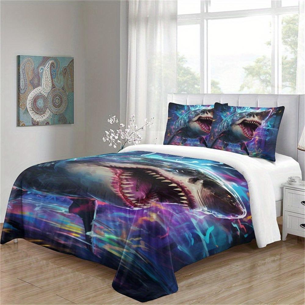 3D Sada digitálně potištěného prostěradla, 2/3dílná sada, Měkká polyesterová tkanina, Lze prát v pračce Zapínání na zip Různé vzory a motivy