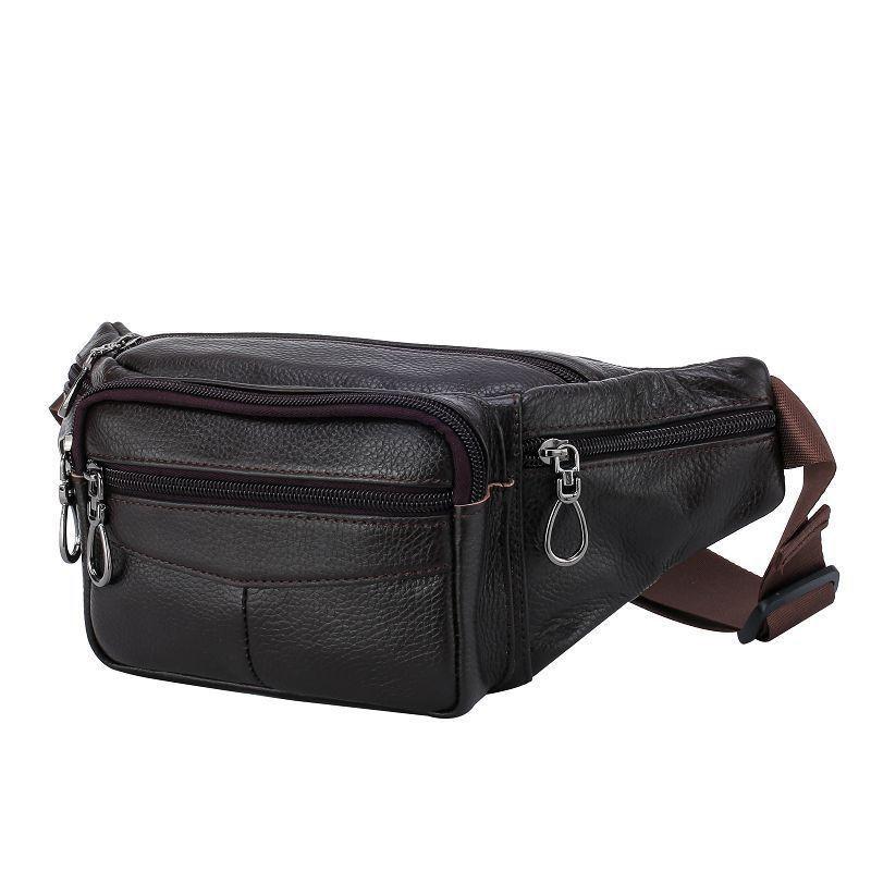 New Men s Bag Crossbody Multifunctional Business Commuting Waist Chest коричневый