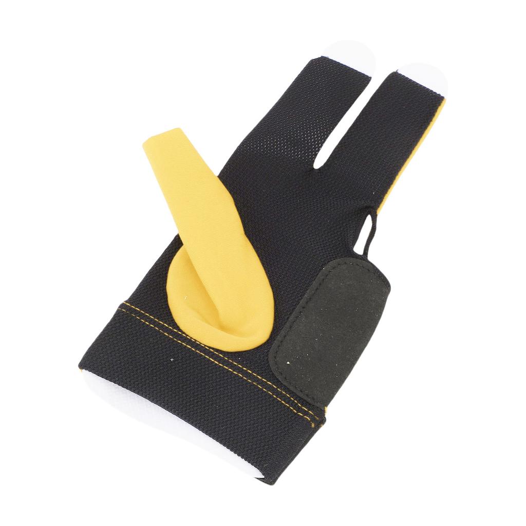 Left Hand Pool Glove 3 Finger Nylon Comfortable Elastic Universal Adjustable Billiard Pool Glove Yellow