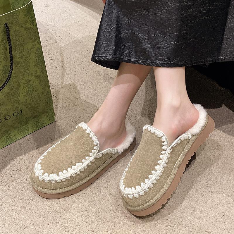 Fashion, Lightweight, Retro, Heightened Thick-soled Fluffy Slippers for Women's Outer Wear 2025 New Autumn and Winter Velvet Warm Slippers