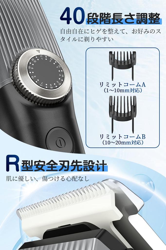 Beard Trimmer with Fast 180 Minutes of Continuous 40 Length IPX7 LED Remaining Power Automatic for and Professional Use at with Beard Shaping Tool