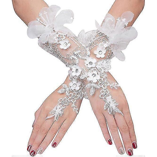 Bridal Gloves Lace Bridesmaid Gloves Gothic Crochet Elegant Half Finger Bridal Evening Gloves Banquet Theater Ball Wedding Accessories - DD