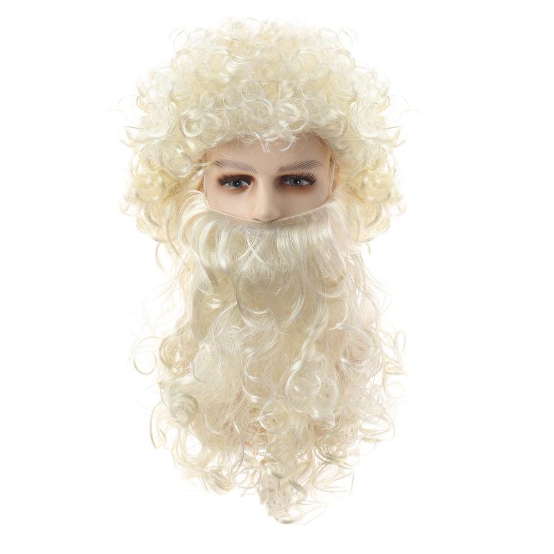Christmas Performance Wig Jesus Magician Wizard Cosplay Wig Men's Halloween Party Stage Wig 