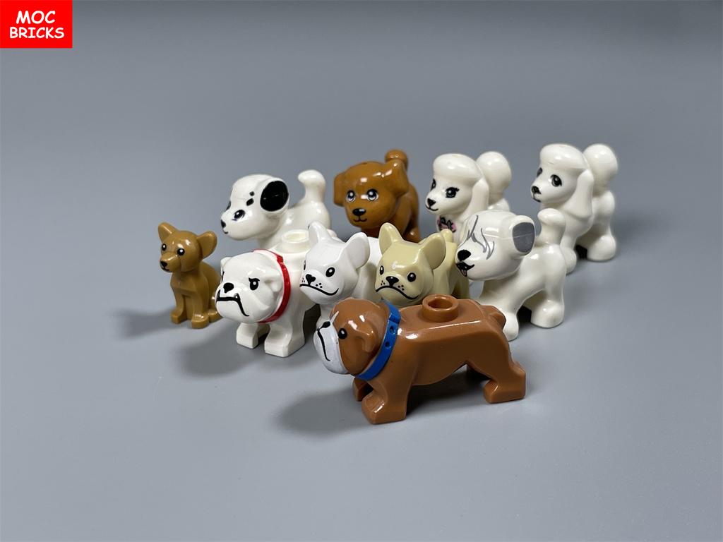 MOC Blocks Little Dog Series Chihuahua French Bulldog Poodle Assembled Construction Bricks Children's Playthings Plastic Material Doll