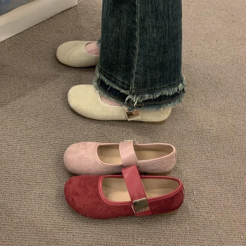 Shallow Single Shoes Female New Fairy with Skirt Mary Jane Shoes Flat Ballet Beanie Shoes