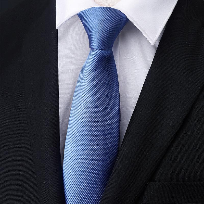 Men'S Blue Business Dress Tie Wedding Groom Work Korean Version Zipper-Style No-Beater Tie Gift Box
