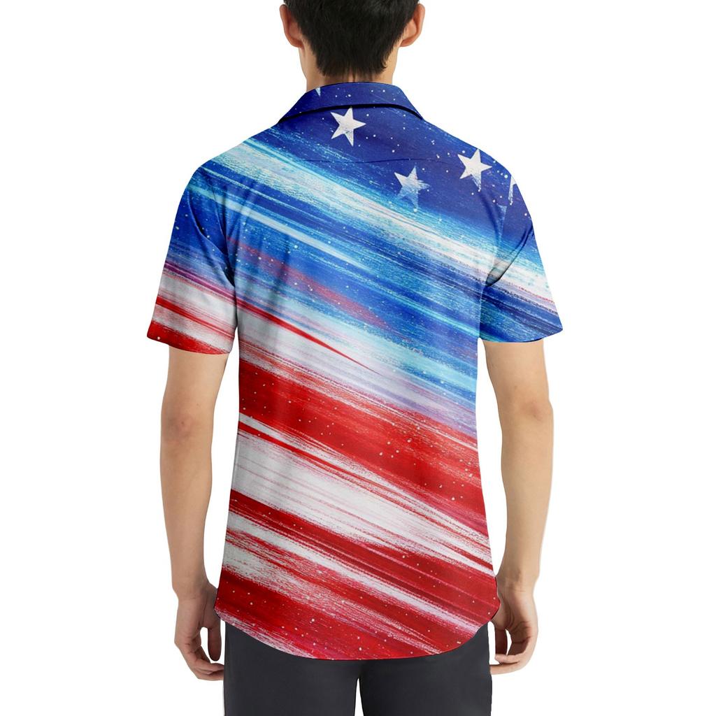 Uformell løs kortermet skjorte for menn Motetrykt skjortetopp