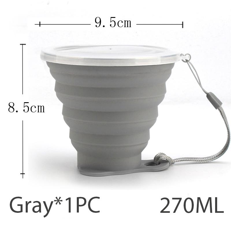 270MLMini Retractable Cup Folding Cup SiliconeOutside Travel Portable Teacup Coffee Drinking Mug with Lid High Quality Practical Daily Use