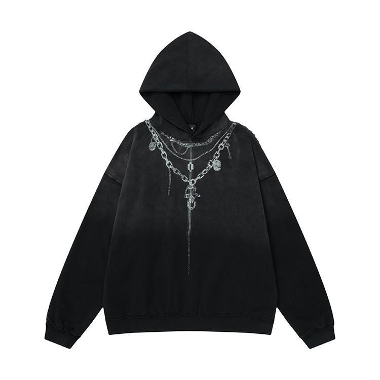 

Мужская толстовка с капюшоном #OVDY 2024 осень/зима — 430 г, стиральный порошок, необработанный край L чёрный