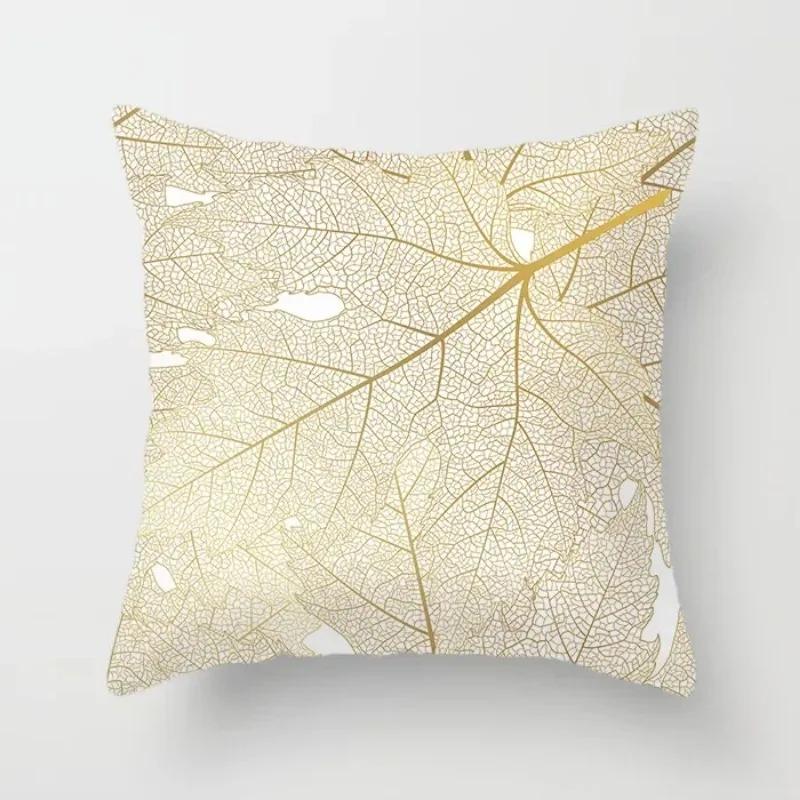 Home Decor Gold Flower Leaf Cushion Cover Throw Pillow Suitable for Sofa Chair Pillow Cover
