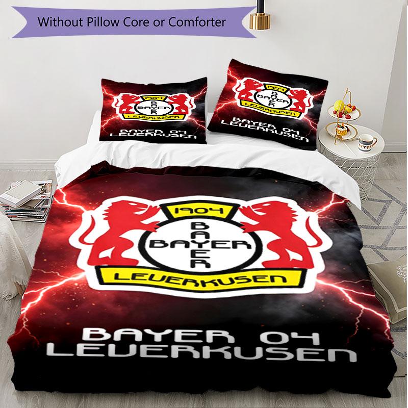 3pcs Duvet Cover Set (1*Duvet Cover + 2*Pillowcase, Without Core), Bayer 04 Leverkusen Print Soft All‑Season Bedding Set, Home Bedroom Decor Gift