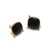 Orecchino Gioiello Fatto a Mano in Argento Sterling 925 con Pietra Spinello Nero 0,59" KJ-815