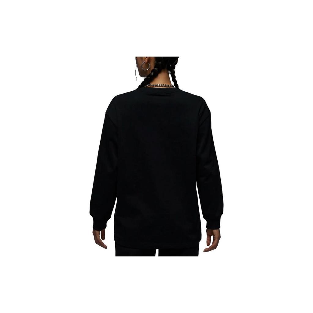 Nike Solid Color Casual Crew Neck Long Sleeve T-Shirt Women Tops Black FD7174-010
