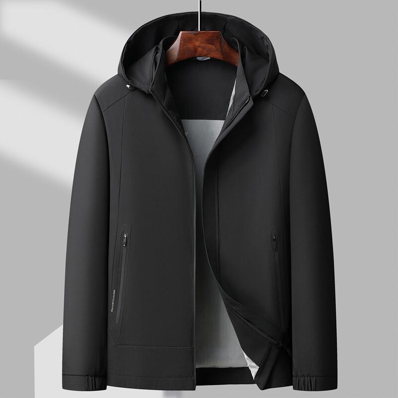 Men's Jacket Middle-aged Dad Business Casual Men's Spring and Autumn Clothes Loose Hoodable Removable Old Man Grandpa's Clothes