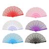 Vintage Folding Fan Carved Plastic Ribs Hand Held Fan Portable Summer Cooling Fan Wedding Dance Party Performance