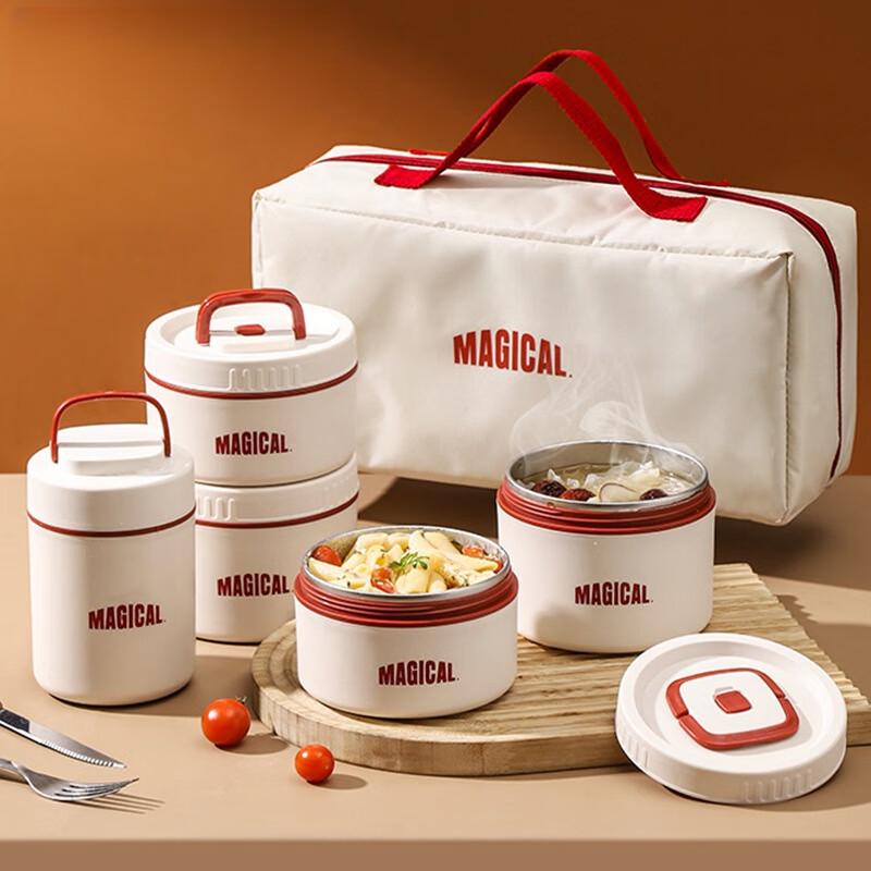 

Microwavable 304 Stainless Steel Lunch Box Set with Insulated Bag