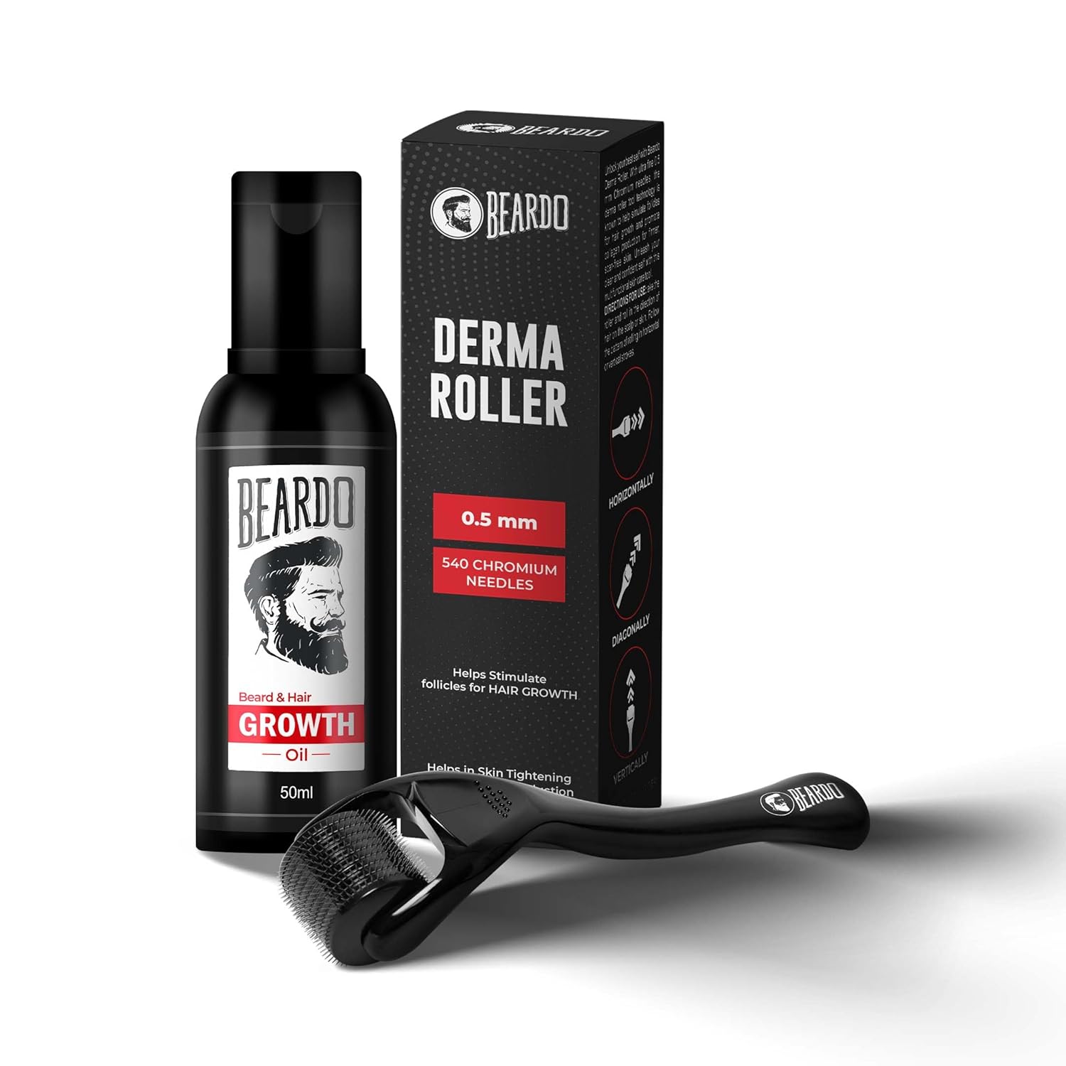 

Beardo Beard & Hair Growth Oil 50 ml With 0.5 mm Derma Roller Kit For Fuller Thicker Beard Care Routine For Men