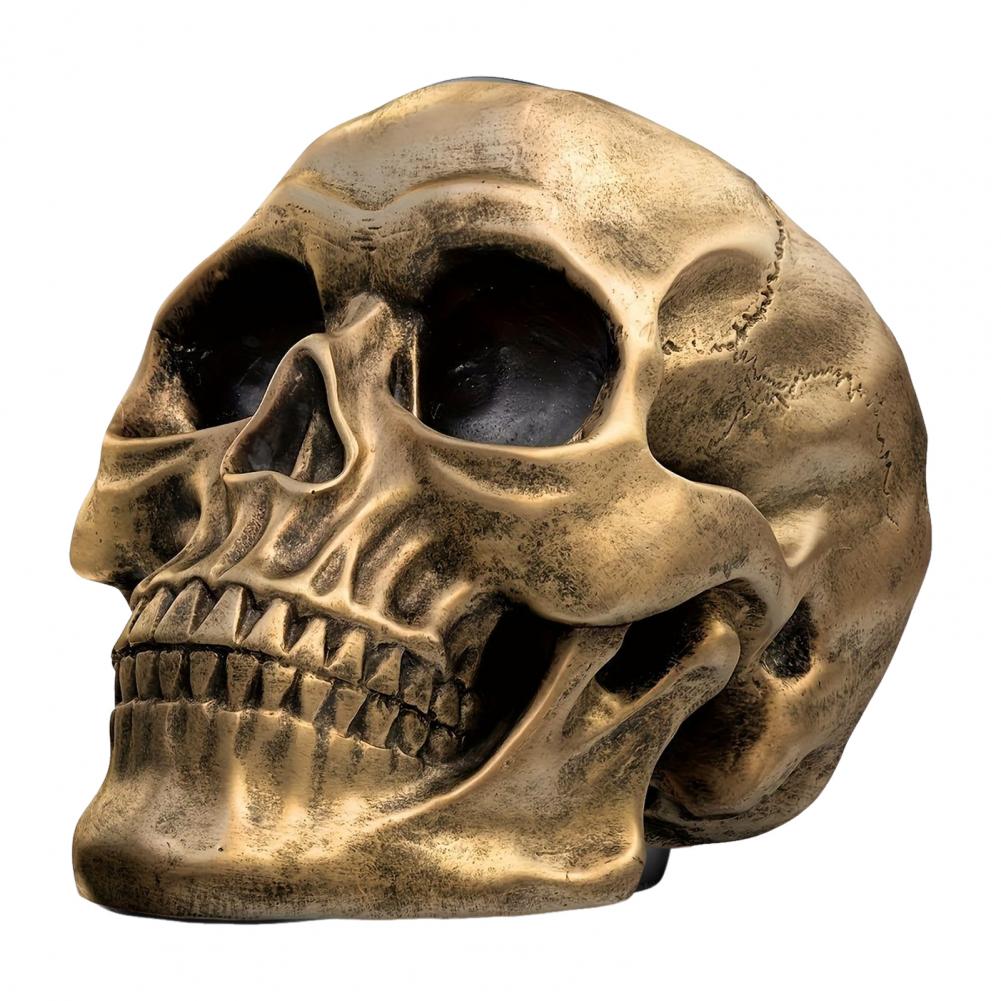

Halloween Skull Ornament Realistic Resin Crafted Skull Desktop Skull Statue Halloween Decoration Office Home Desk Ornaments золотистий
