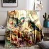 2-Pack Hummingbirds on Flowers Print, Contemporary Style, All-Season, Reversible, Polyester Fleece, Cartoon Themed, No Embellish