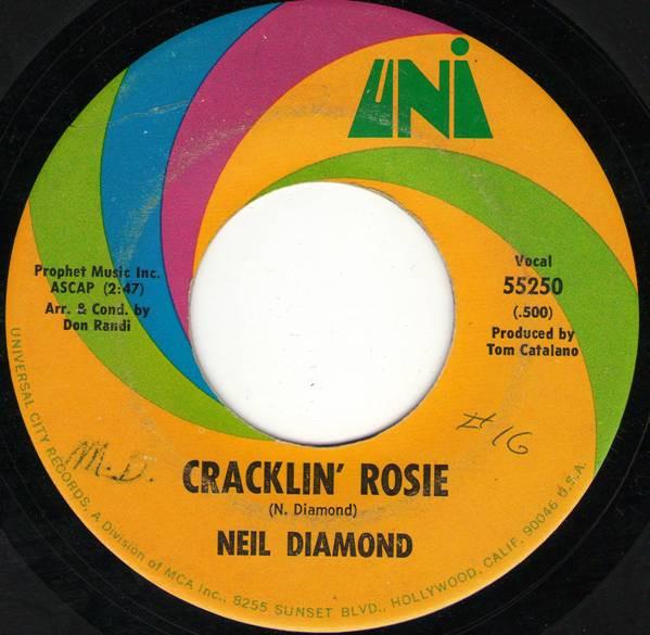

7inch Record NEIL DIAMOND - Cracklin Rosie 55250 UNI Records 1970 US Pop Used
