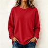 Maglione camicetta casual da donna a maniche lunghe tinta unita con scollo rotondo