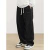 Men'S Corduroy Straight Leg Pants with Drawstring Waist, Pockets, and Logo Design  Stretchy Casual Fit for Everyday Wear Spring