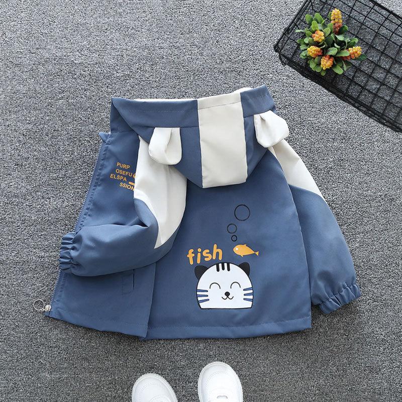 Frühlings- und Herbstteil der Kinder Jungen und Mädchen Herbstjacke Herbst Dünne Jacke Kleines Baby Cartoon Kapuzenoberteile