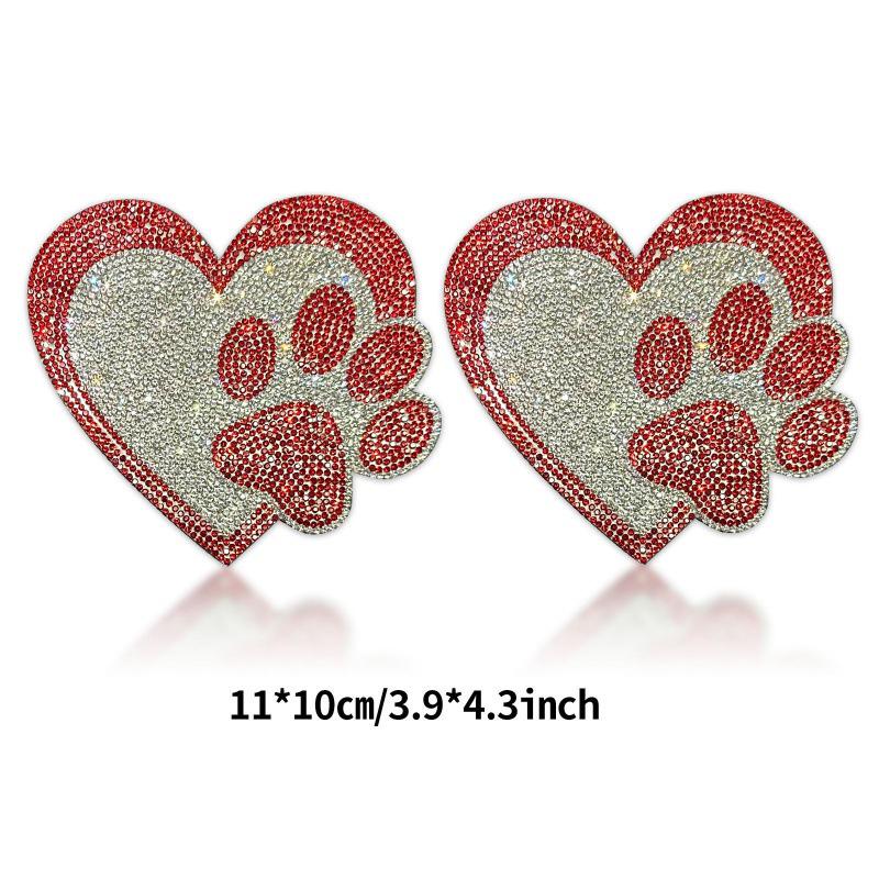 Heart-Shaped Paw Print Crystal Rhinestone Car & Skateboard Sticker