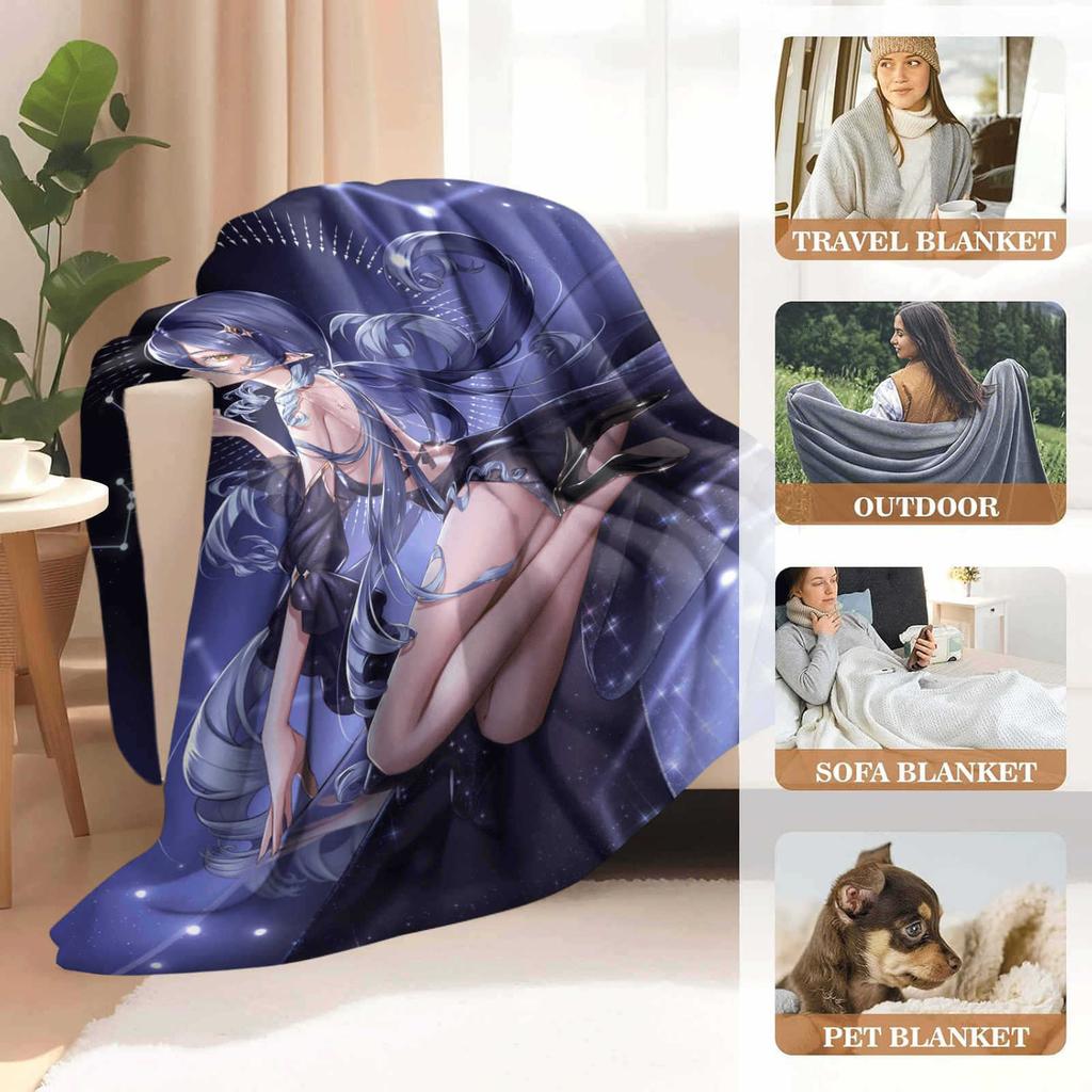 Cartoon Genshin Impact Leyla Flannel Blanket Cover Warmth Soft Anime Blanket Multifunctional Decor Home Universal Blankets