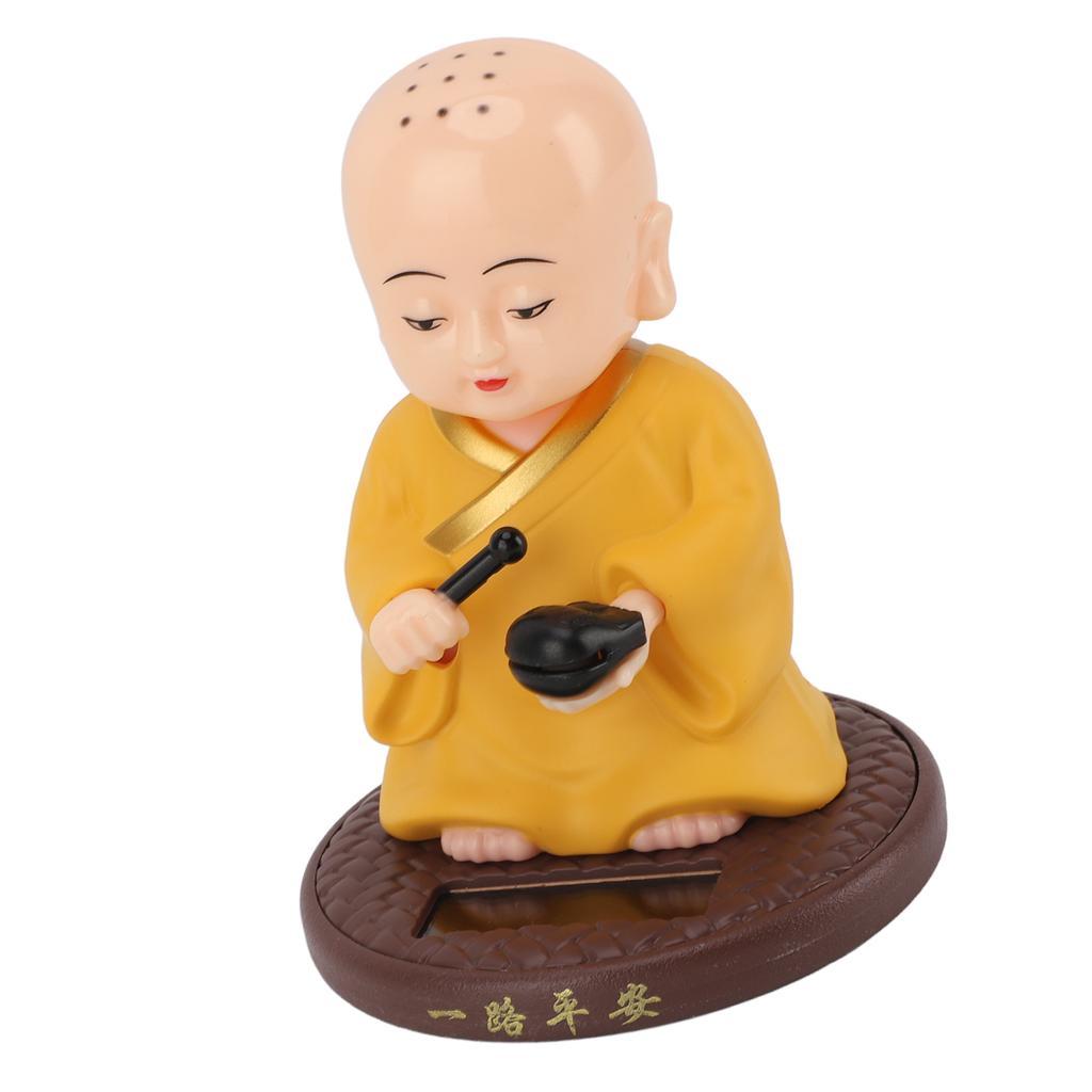 Solar Little Monk Figurine Automatic Head Shaking Decorative Funny Statue Ornament for   Car Dashboard Home