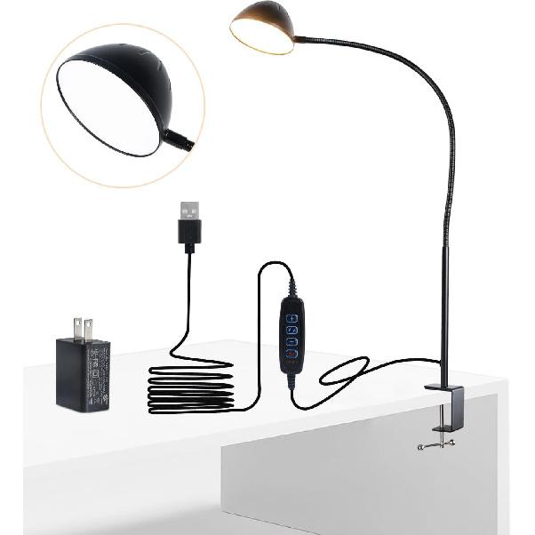 Clamp Lamp, Clip on Lamp, Desk Lamp with Clamp, 10W, 1100 LMS, 3 Color Modes, 10 Brightness Levels, 31 Inches Long Flaxible Gooseneck, Perfect for