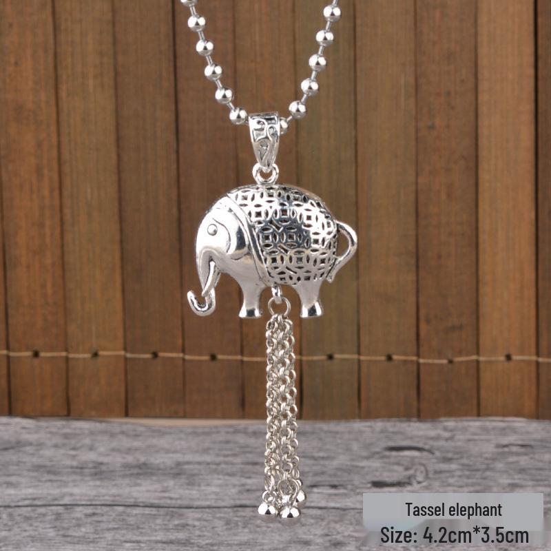 

Этническое длинное ожерелье East Butterfly - Ретро кулон в виде замка долголетия и цепочка из круглых бусин для мужчин и женщин