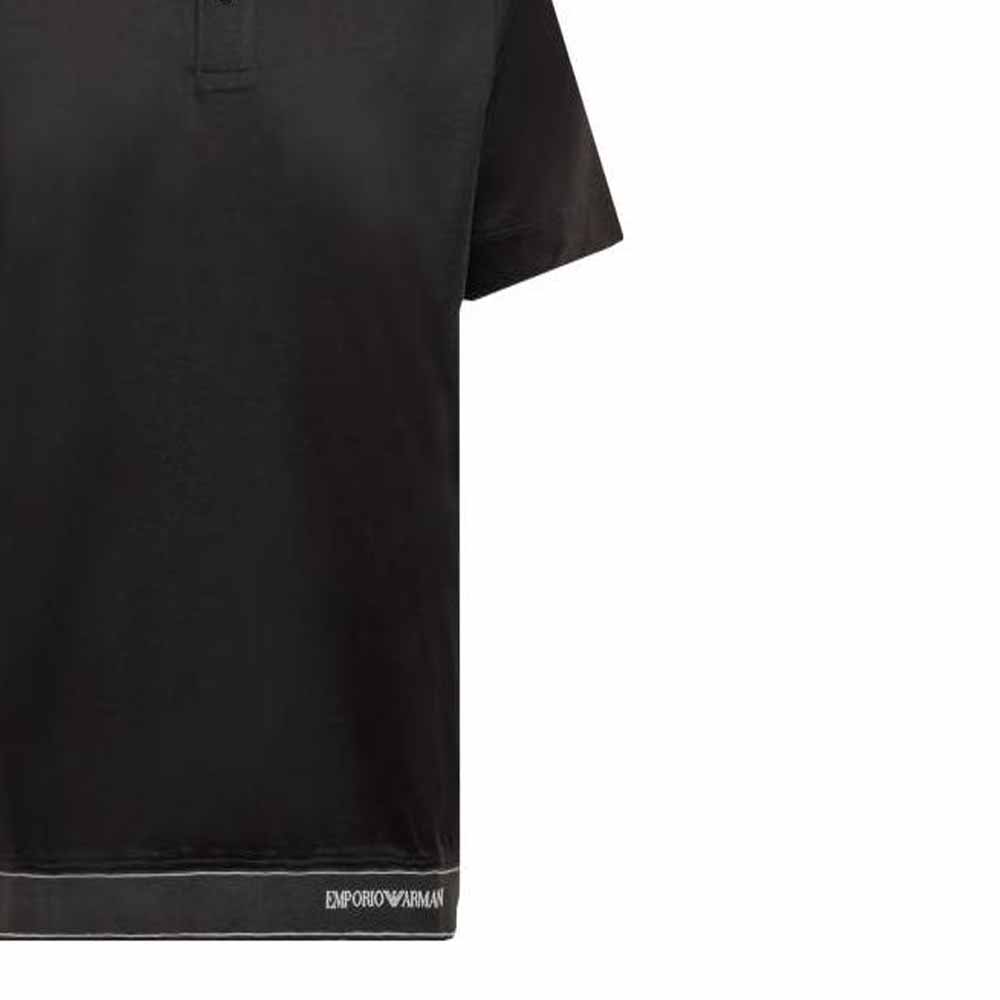 Emporio Armani SS23 Button Letter Logo Embroidered Short Sleeve Polo Shirt Men tops Black 3R1F761JUVZ0999