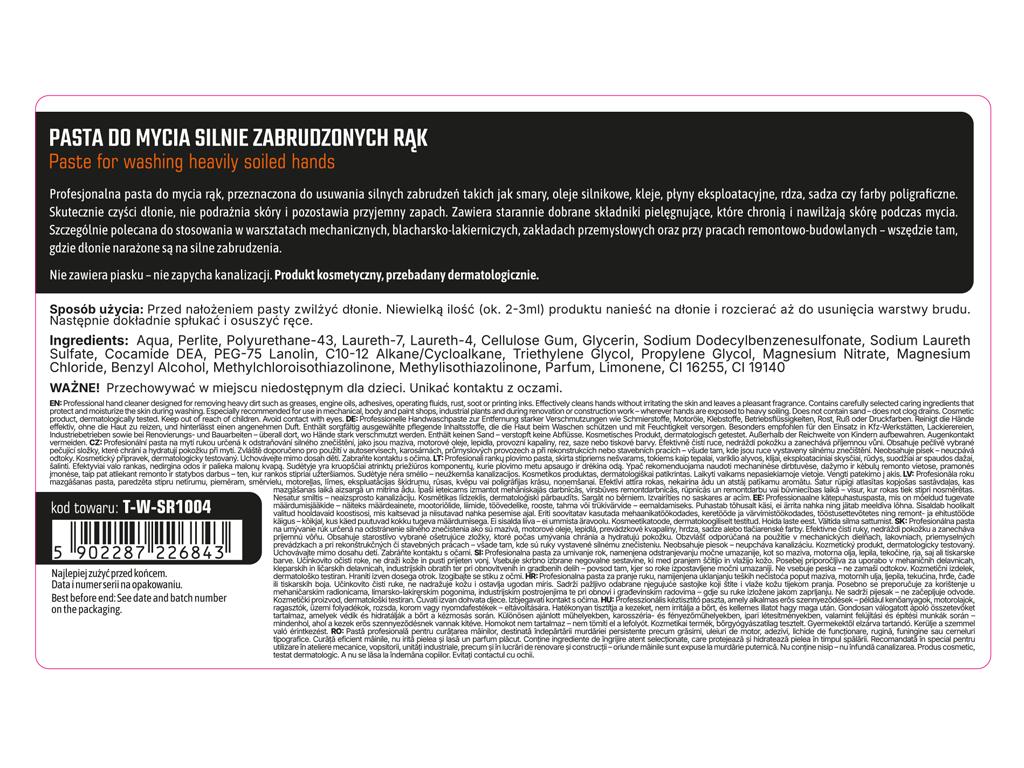 Pasta Do Mycia Silnie Zabrudzonych Rąk 1L / Teger