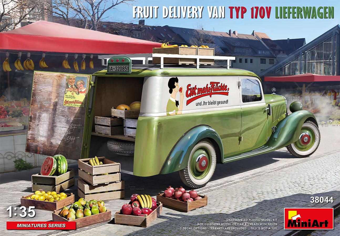 

Miniart 1/35 Scale Fruit Transport Van TYP 170V Reeferwagen Plastic Model MA38044 (Molded Color)