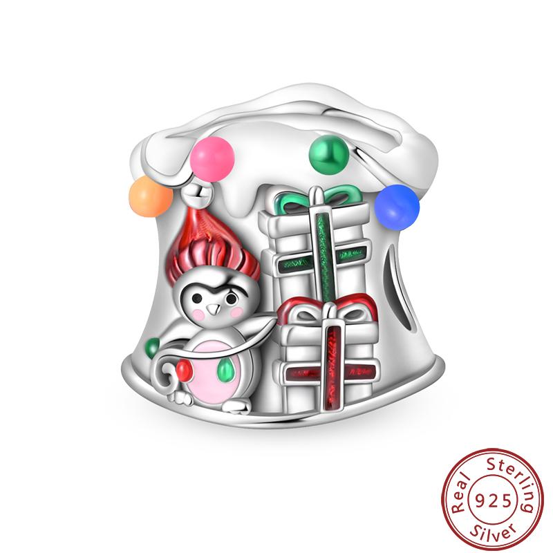 Copper Romantic Christmas Snowman Gingerbread Santa Claus Charms Bead Fit 3Mm Diy Fine Jewelry Accessories