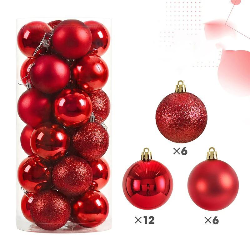 24Pcs 6cm Christmas Ball Decoration for Christmas Tree Hanging Pendant Ornaments Home Room Decor New Year Navidad DIY Gift Box