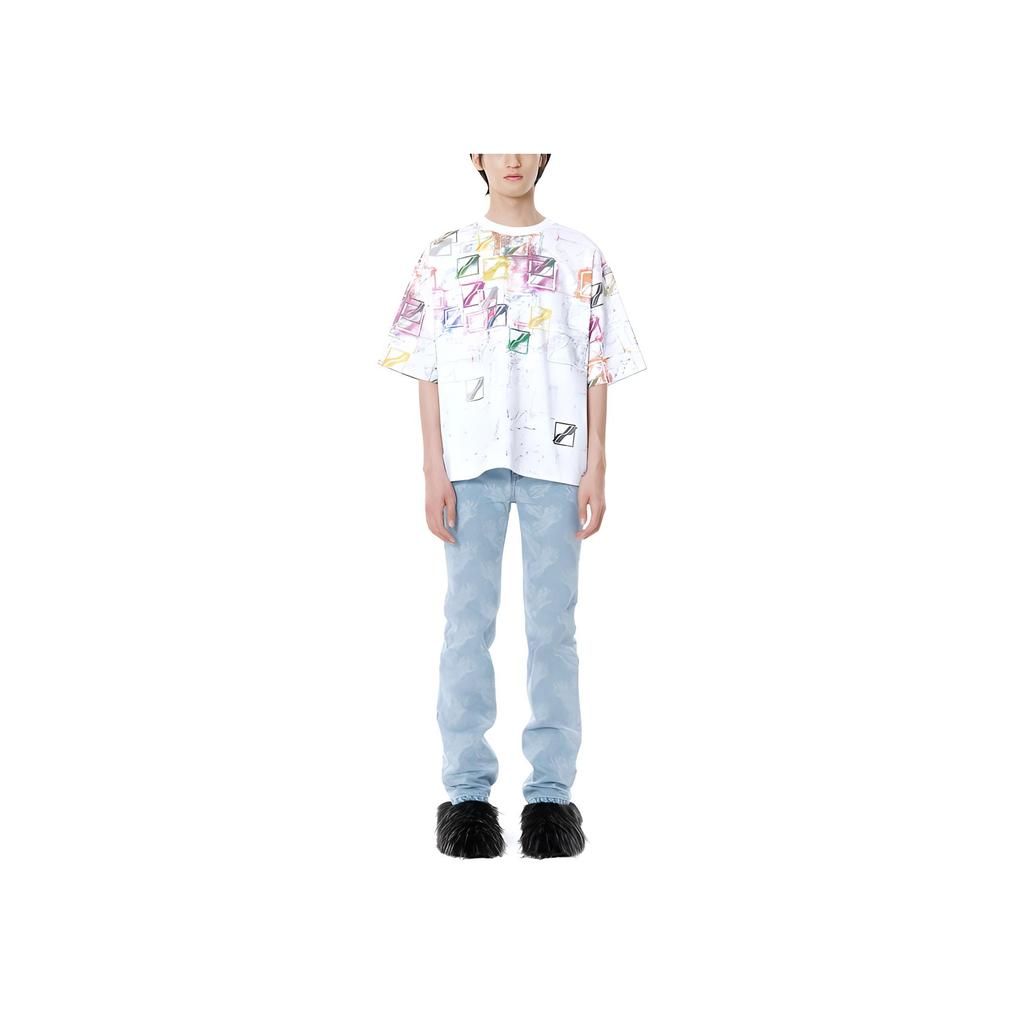 We11done FW21 Color Logo Printed Short Sleeve T-Shirt Unisex T-Shirt White WD-TT3-21-516-U-WH