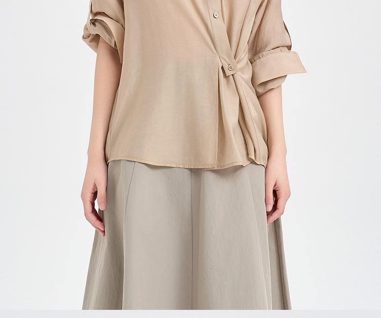 Same commuting collar long sleeved shirt for women in the shopping mall, 2026 summer, loose and casual, slimming and high-end top