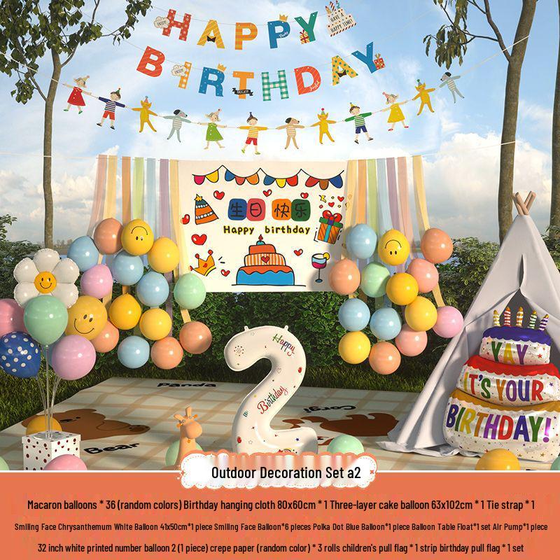 Xiaohongshu První narozeninová kempingová párty Balónky a banner pro děti