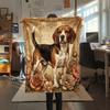 1PC Retro Pet Puppy Print Flannel Blanket, High quality All Seasons, Home Decor, Warmth and Comfort, Perfect for Christmas Gifts